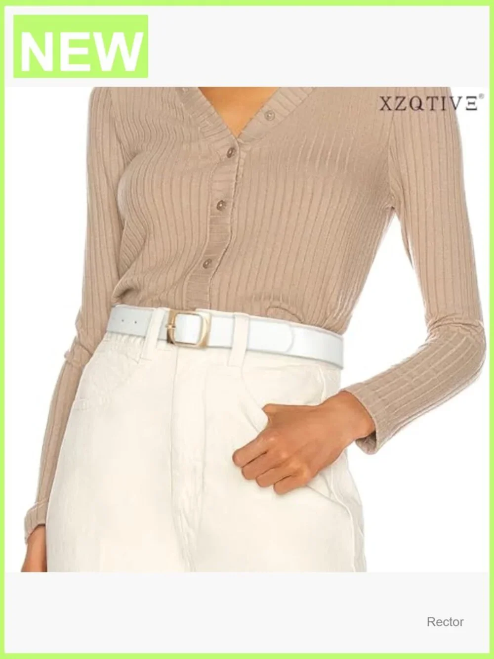 Women's Leather Belt with Gold Buckle, 1.1